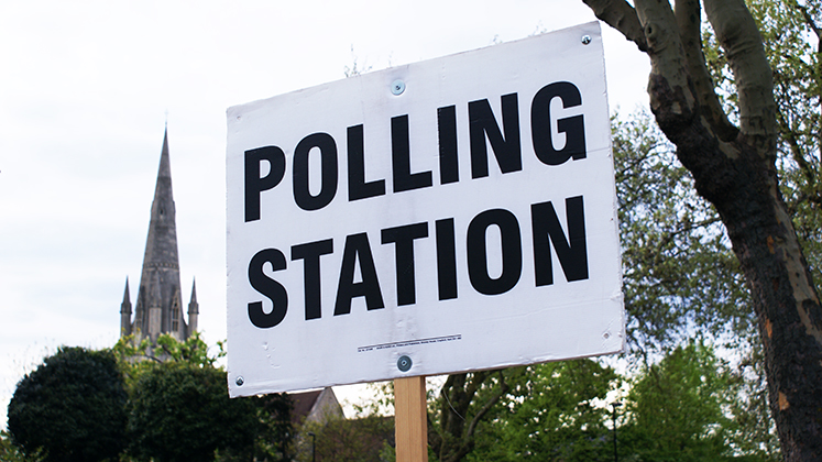 Photo of a 'Polling Station' sign from a UK election.