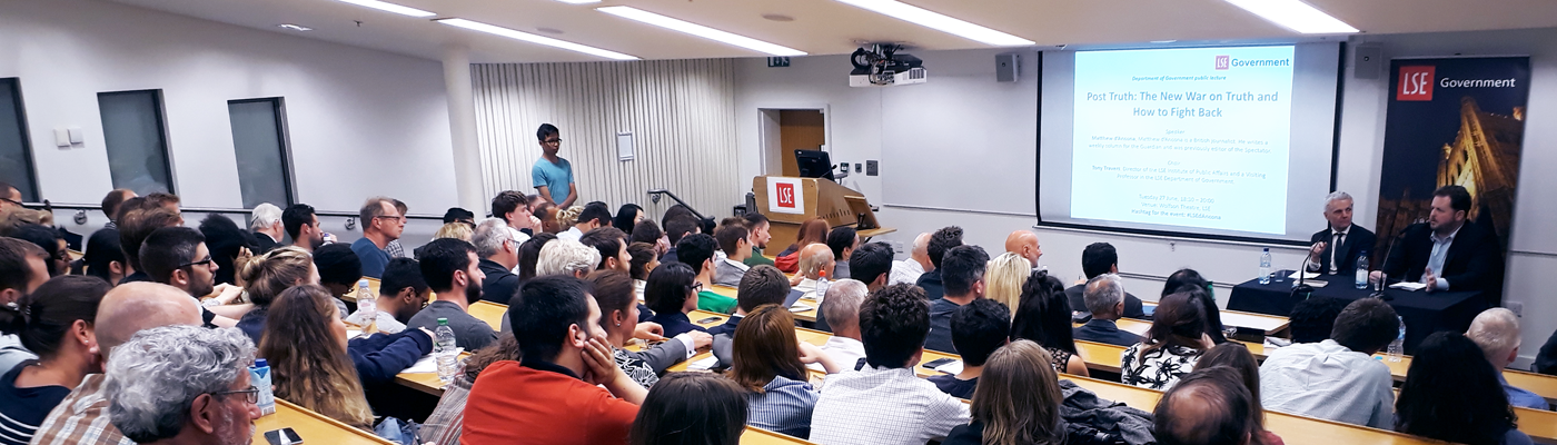 The crowd at Matthew D'Ancona's LSE Government in 2017