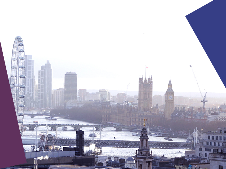 Photo of the London skyline including Big Ben and the London Eye