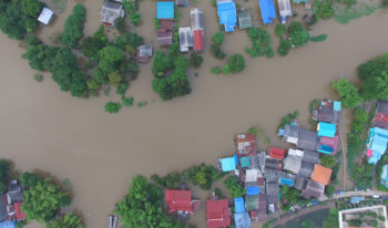 Aerial view of flood