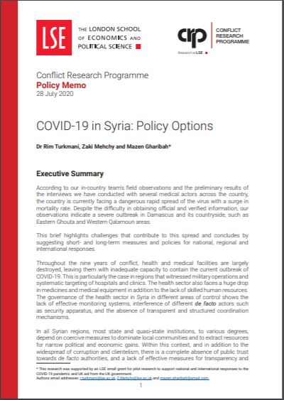 Syria covid memo