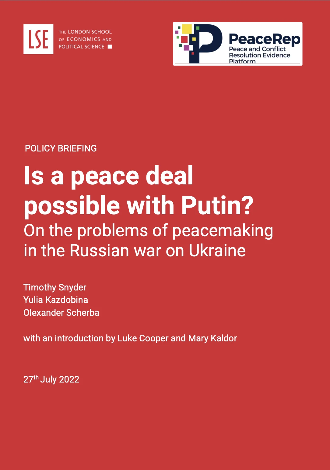 Is a Peace Deal Possible With Putin