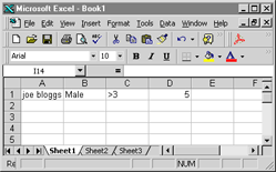 Screenshot of the tab-delimited text pasted into Excel columns