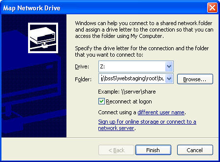 screenshot of Map Network Drive window