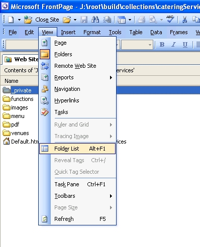 Screenshot of selecting Folder List
