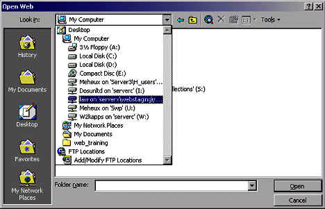 screenshot of Open Web window