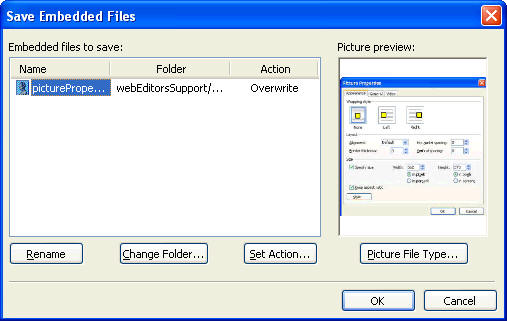 Screenshot of Save Embedded Files dialogue box