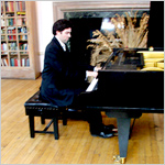 Pianist performing at a Shaw Library lunchtime concert