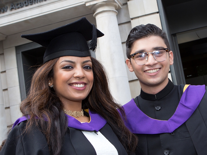 Alumni outside New Academic Building