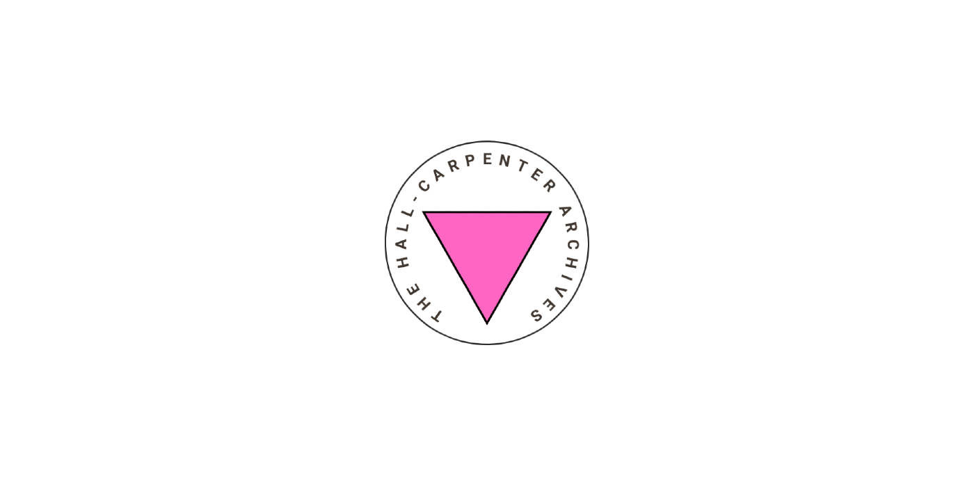 The Hall-Carpenter Archives logo featuring a pink, upsides-down triangle