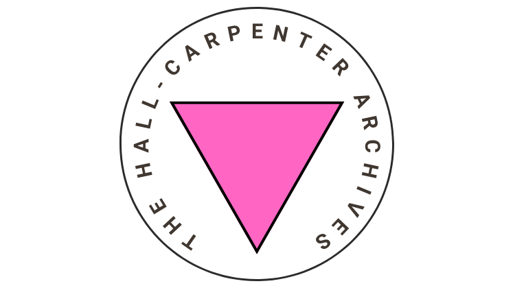 The Hall-Carpenter Archives logo featuring a pink, upsides-down triangle