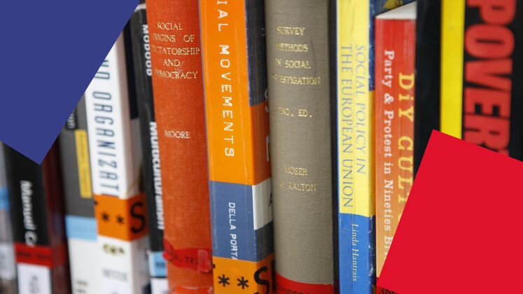 A line of books on a shelf