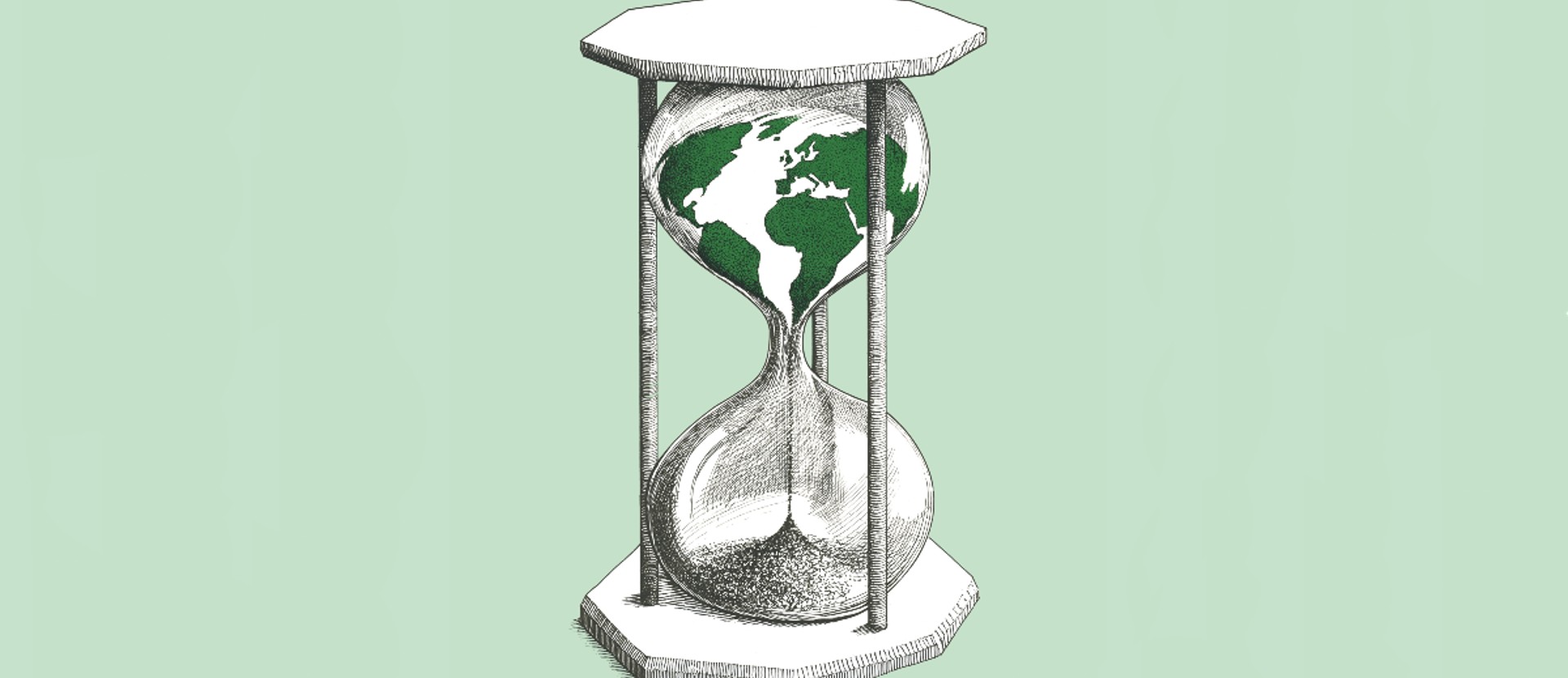 A sand timer with the Earth as the sand