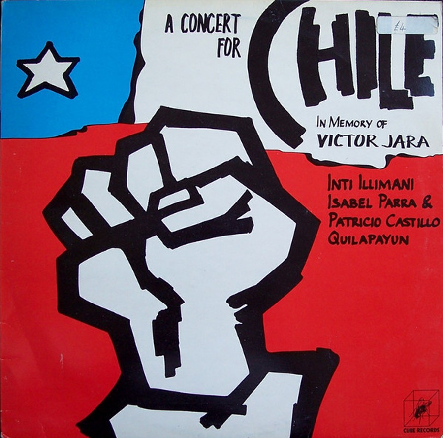 A record front cover showing a fist and the Chilean flag.