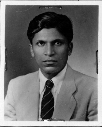A portrait of Kadam Vithal Bayajee from the 1950s as a student