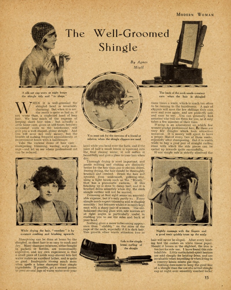 An article from Modern Woman entitled 'The Well-Groomed Shingle'