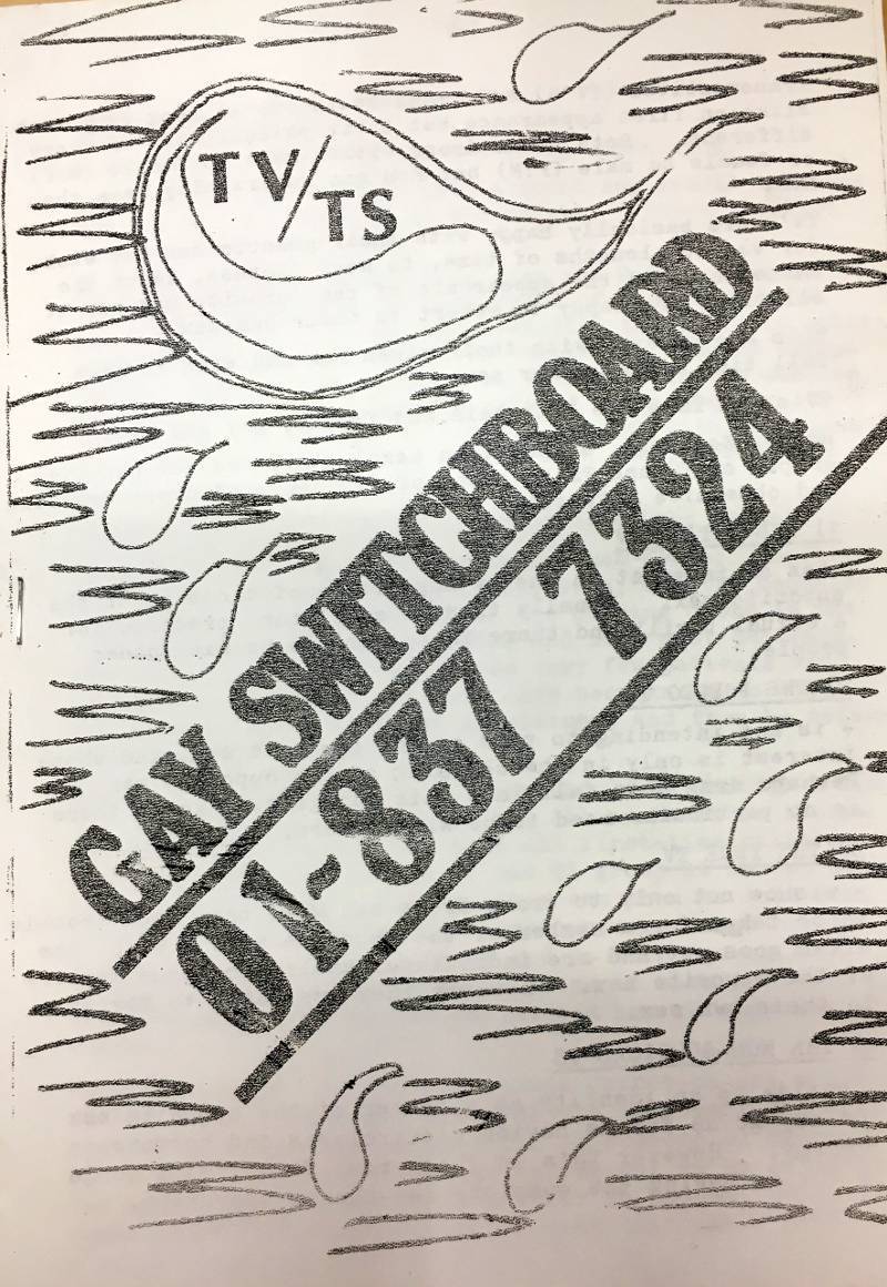 Front cover of Gay Switchboard ephemera