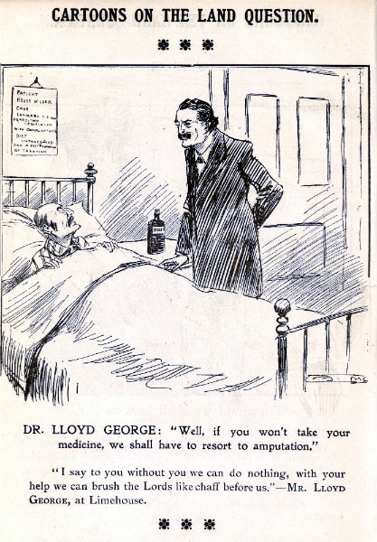 Image taken from Land tax cartoons, ... illustrating Mr. Lloyd-George's great speech at Limehouse, Morning Leader, 1909.