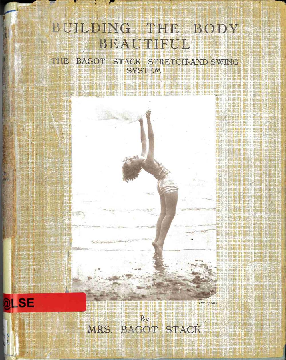 The front cover of a book. Includes a photo of someone on a beach stretching