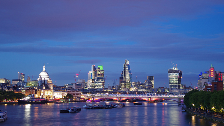 London skyline at dusk