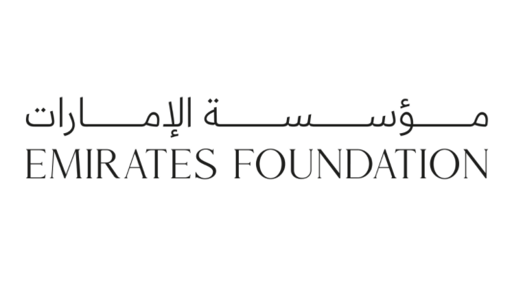Emirates Foundation logo in Arabic and English (black and white)