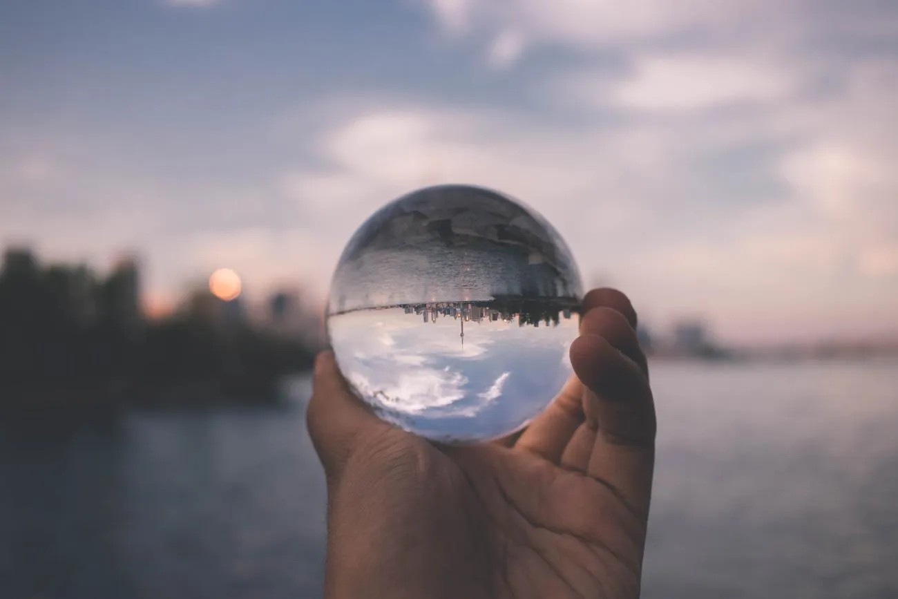 Perspective through glass ball 