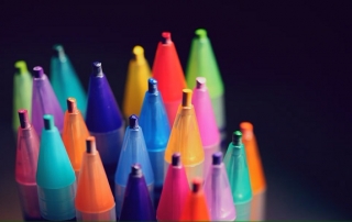 Pens in different colours