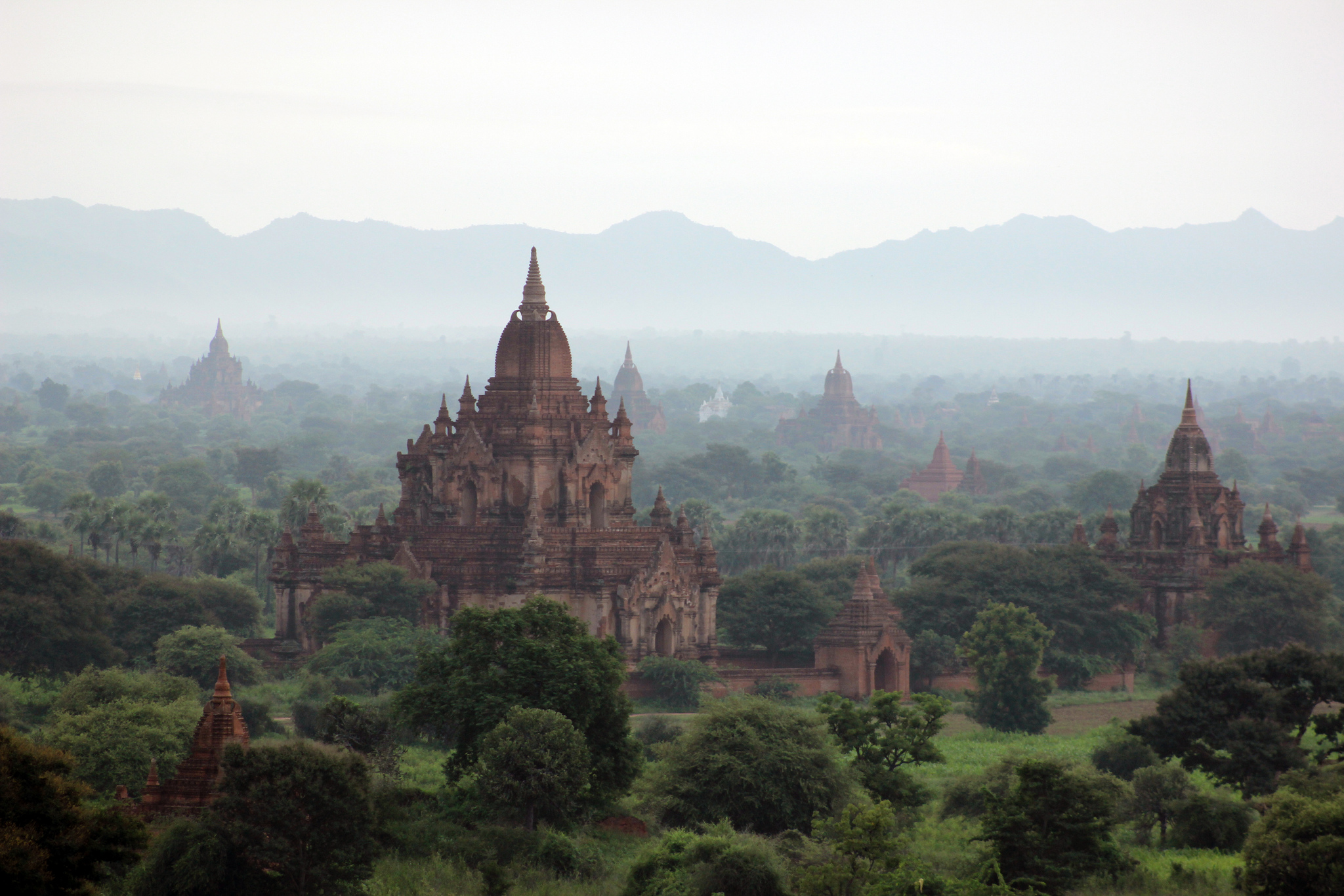 Hazy temples in rural Myanmar