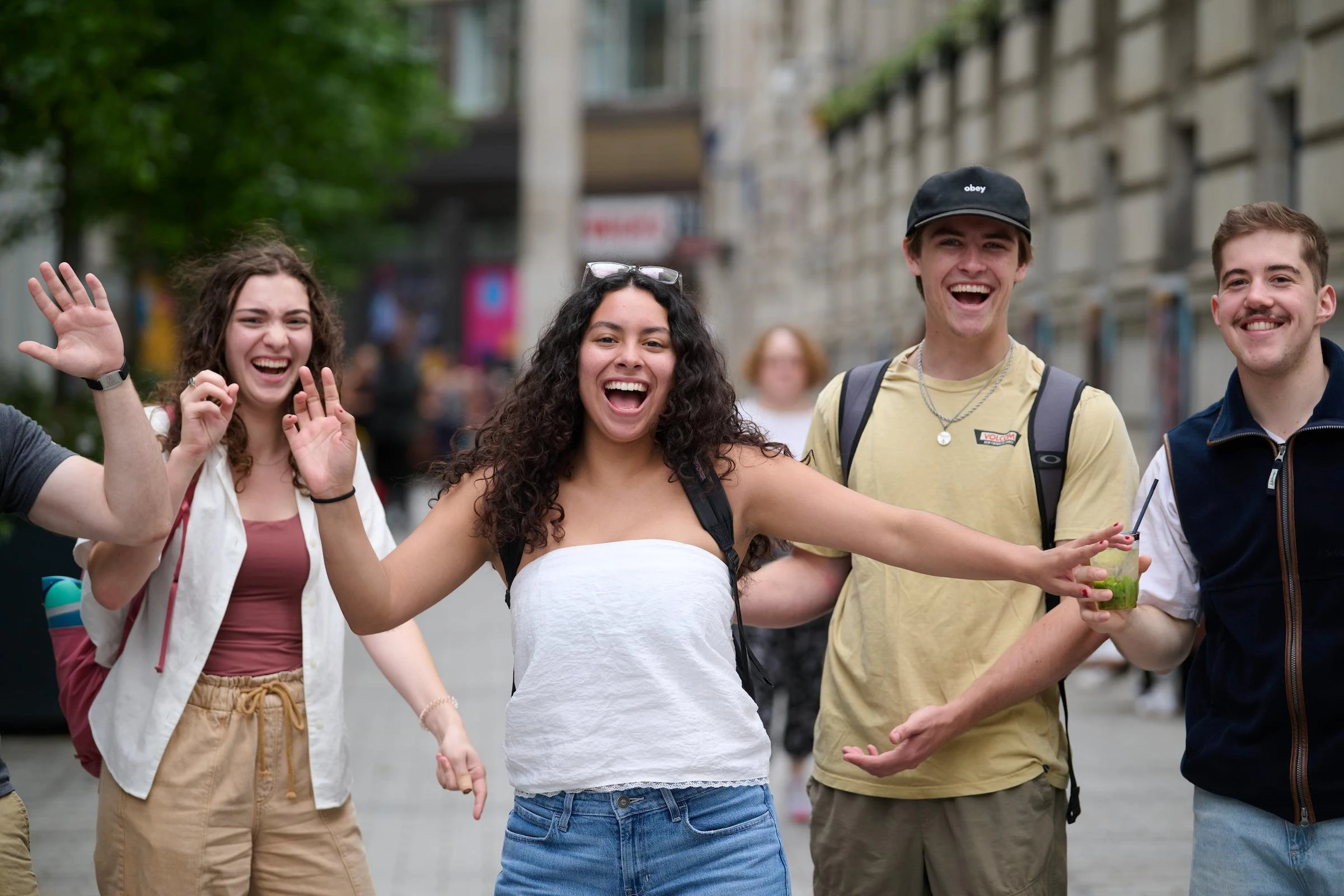 Students laughing and posing on Houghton street