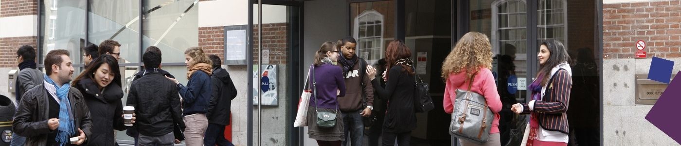 Students outside the library