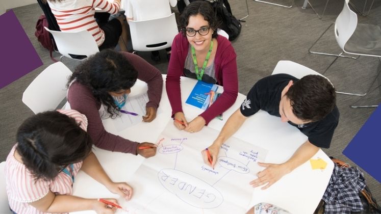 Students around a table at LSE