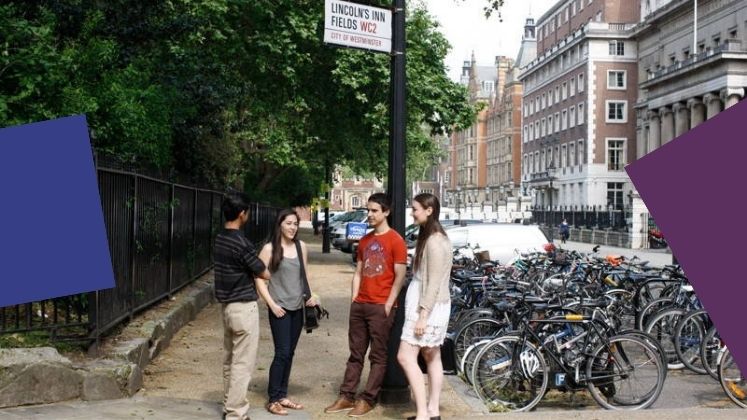 Students talk by Lincoln's Inn Fields