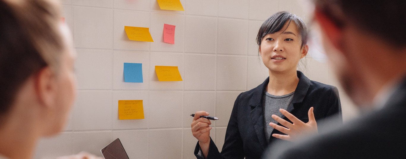 business woman giving presentation