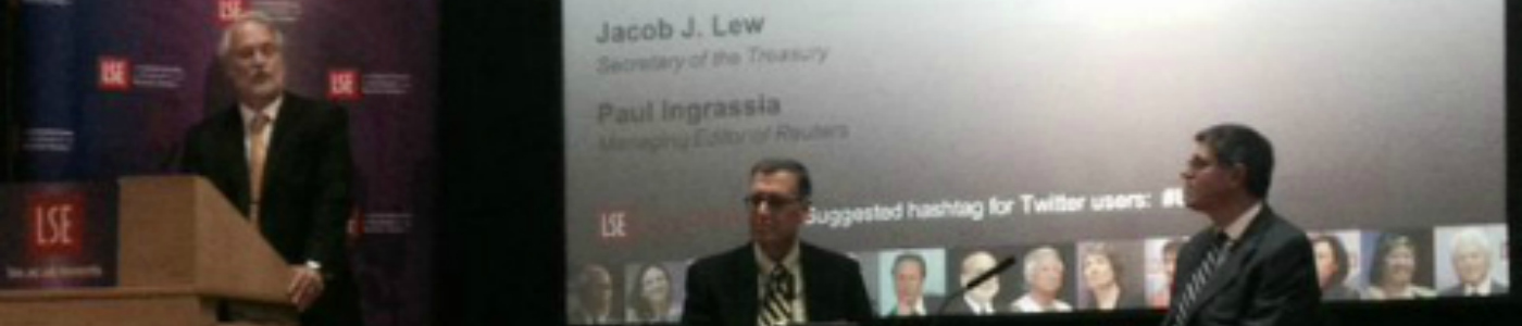 US Secretary of the Treasury Jacob J. Lew and Paul Ingrassia, Managing Editor of Reuters